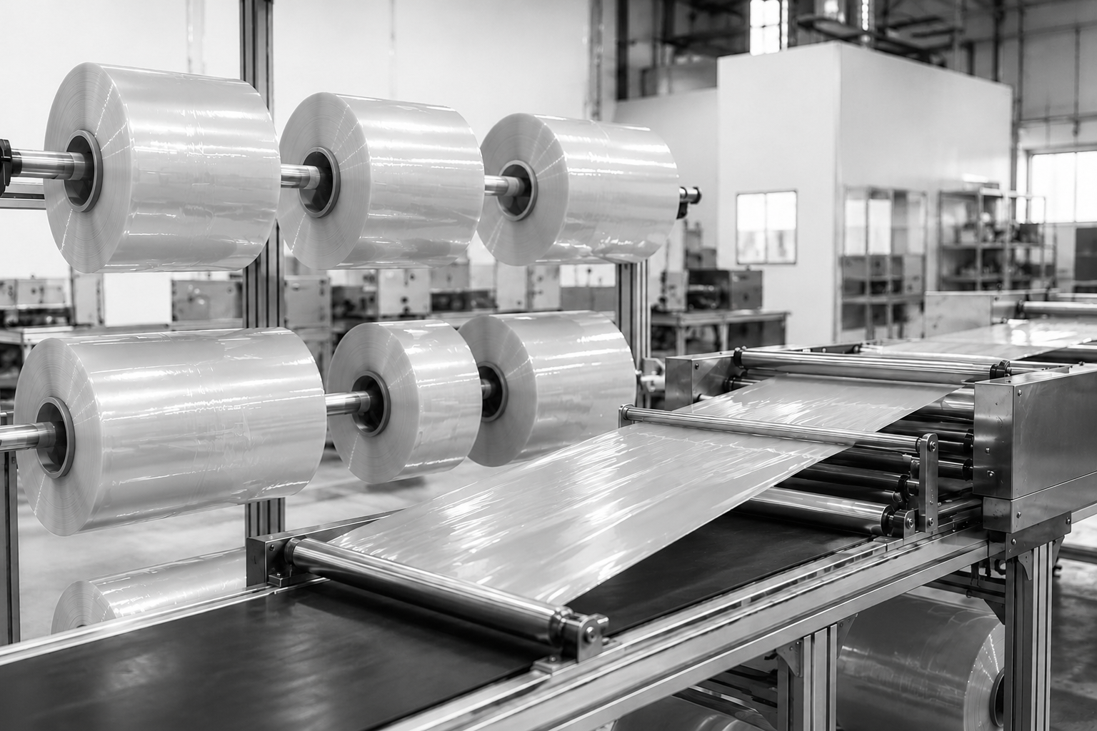 Fondo de producción de mangas plásticas industriales